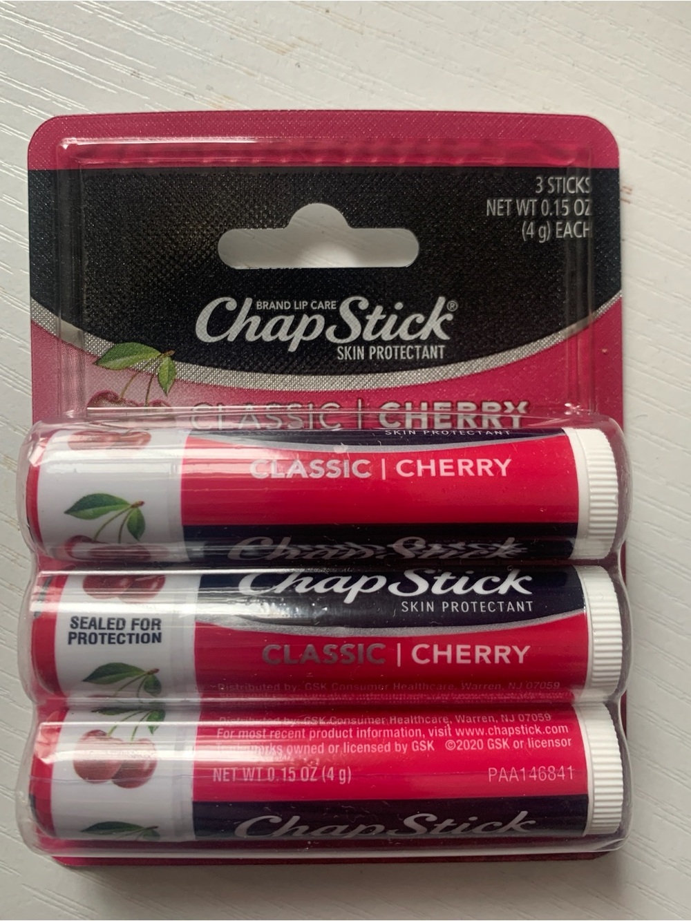 NEW Chapstick Classic Cherry Lip Balm - 3 Pack